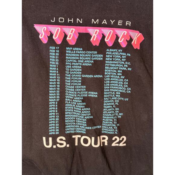 John Mayer Men's Black U.S. Tour 2022 Sob Rock Concert Shirt Size 2XL - Picture 5 of 5